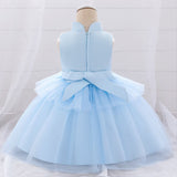 robe princesse bebe bleu avec le col levé 
