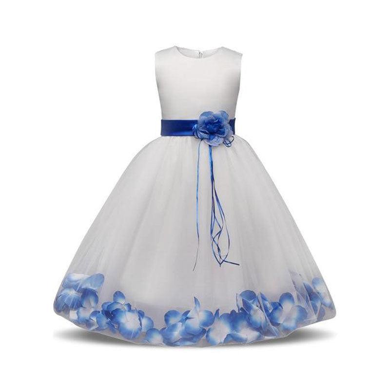 robe de mariage pour enfant blanche et bleu 