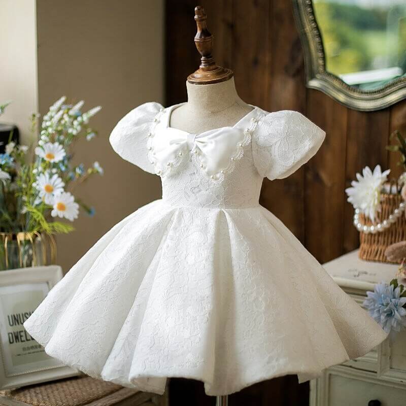 Robe baptême bébé fille blanche