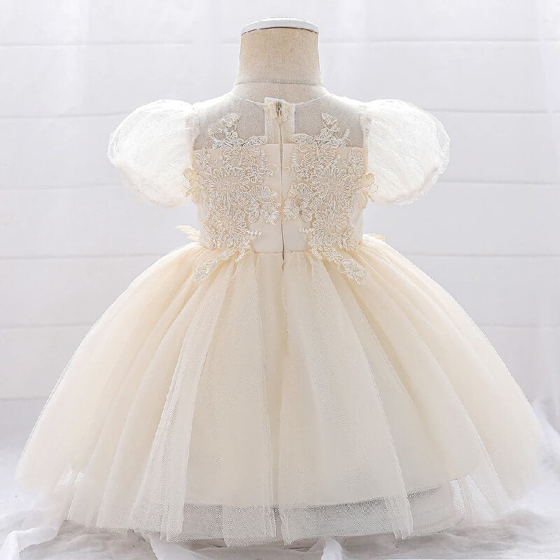 Robe baptême champagne petite fille