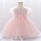 Robe baptême petite fille rose
