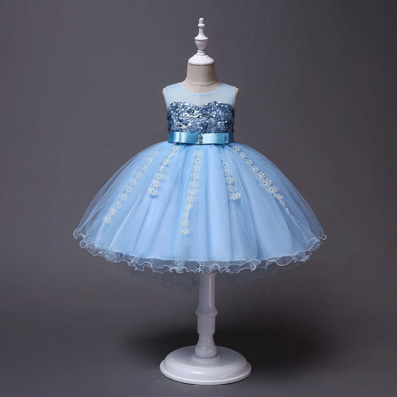 robe bouffante de princesse bleu petite fille