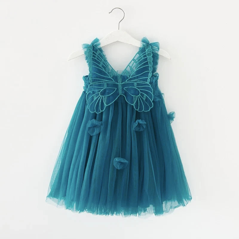 Robe cérémonie d'été papillon bleu