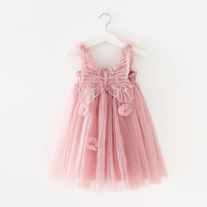 Robe cérémonie d'été papillon rose pâle
