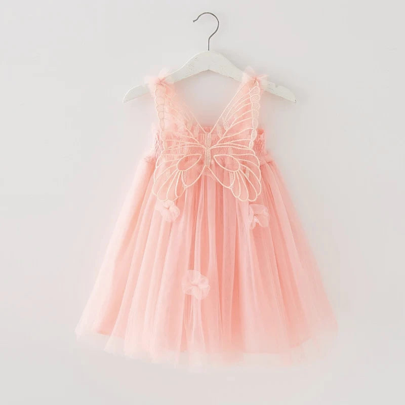 Robe cérémonie d'été papillon rose