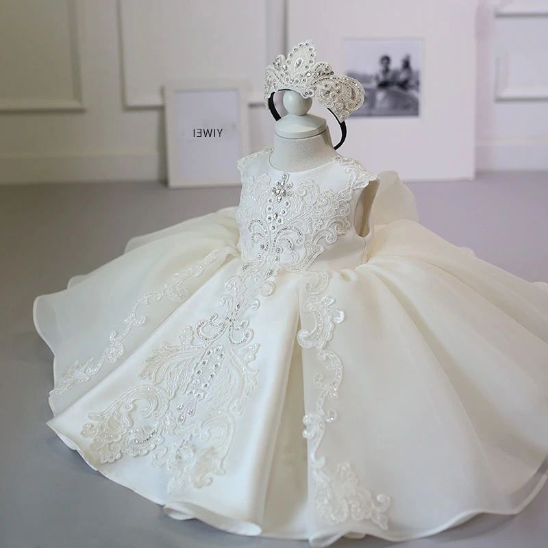 robe de cérémonie fille blanc crème