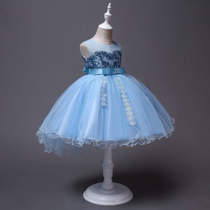 robe courte princesse bleu fille