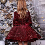 robe de cérémonie fille illumination bordeaux
