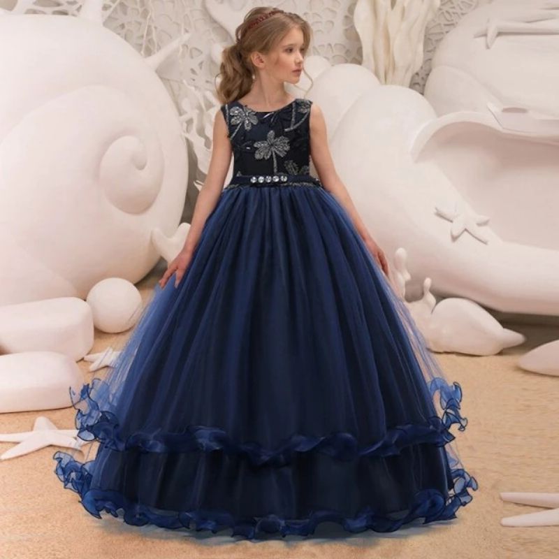 robe demoiselle d'honneur fille bleu foncé