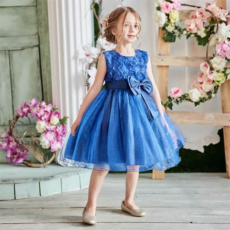 robe de princesse fille bleu roi