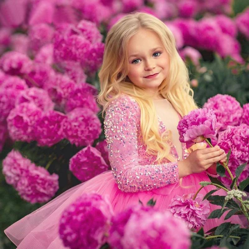 robe mariage fille illusion rose