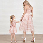 Robe mère et fille rose étoile