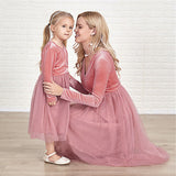 robe mère et fille velours rose