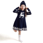 robe de noel enfant bleu avec un renne