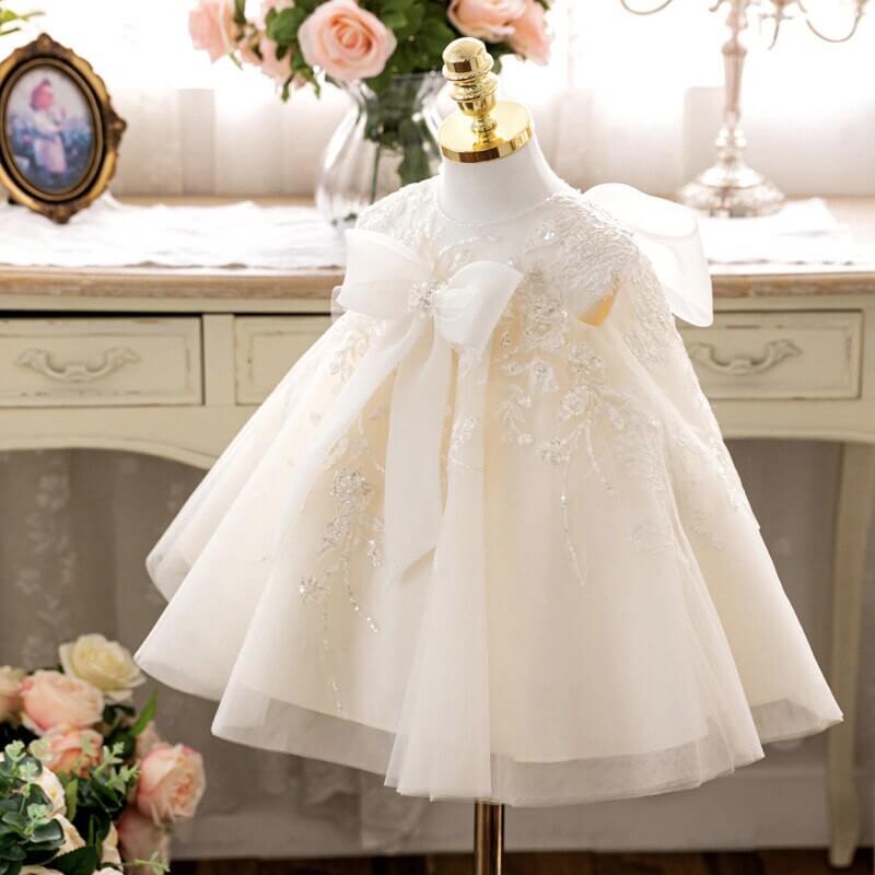 Robe princesse fille baptême ivoire