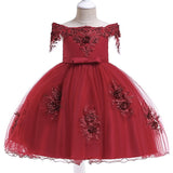 robe de princesse fille rouge bordeaux