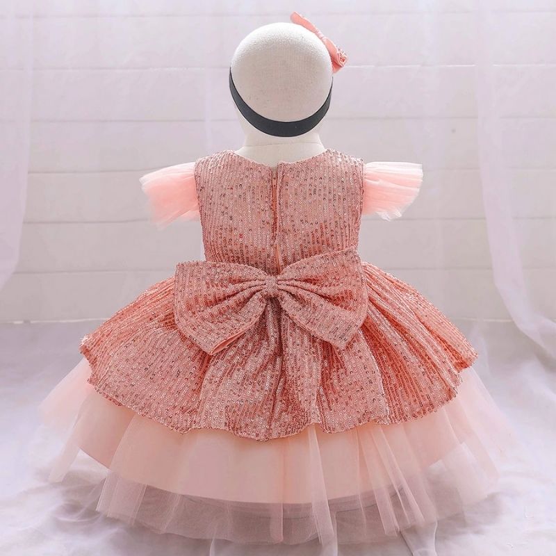 robe princesse bébé rose strass et paillette