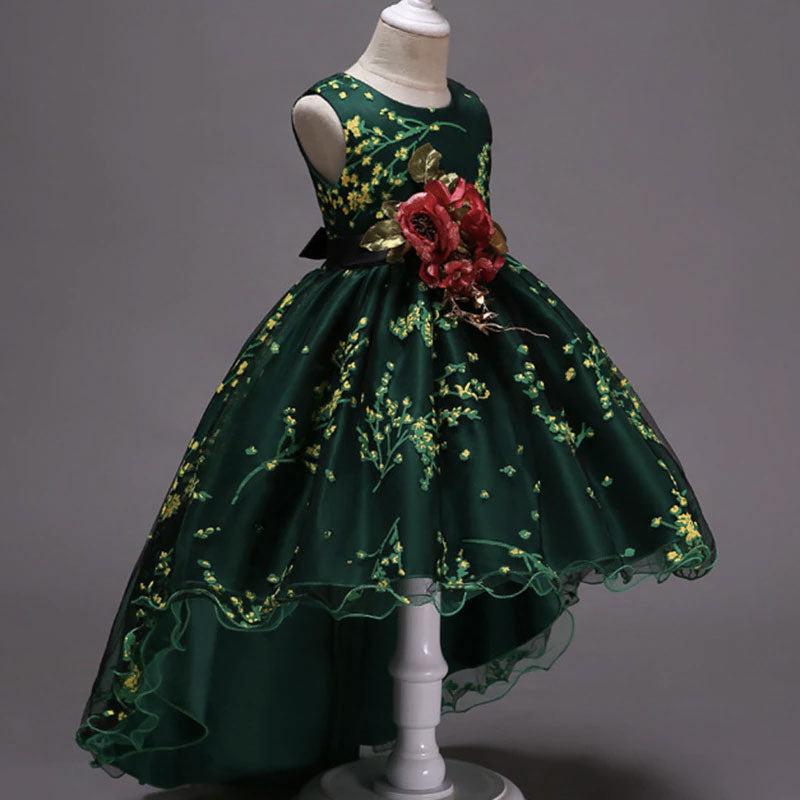 robe princesse verte fleurie fille